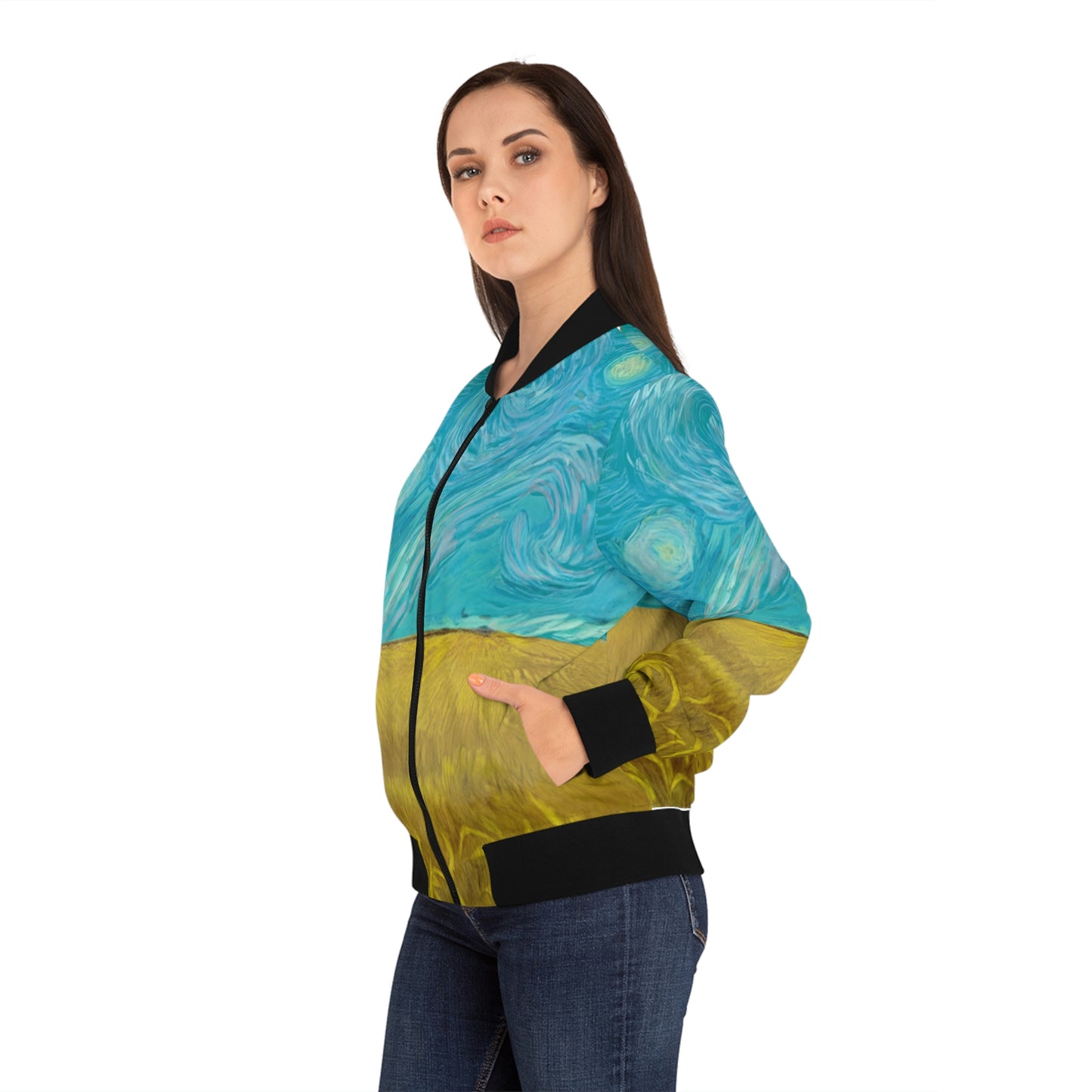 Art of Mari Hoodie, Bomber Jacket, Wheat Field