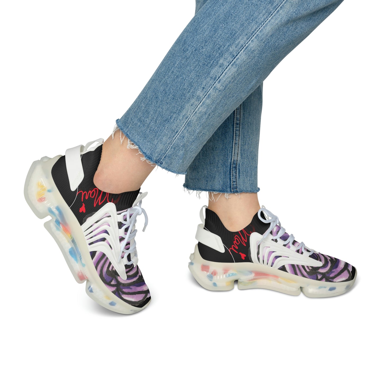 Art of Mari Sneakers, Womens, Purple Rose