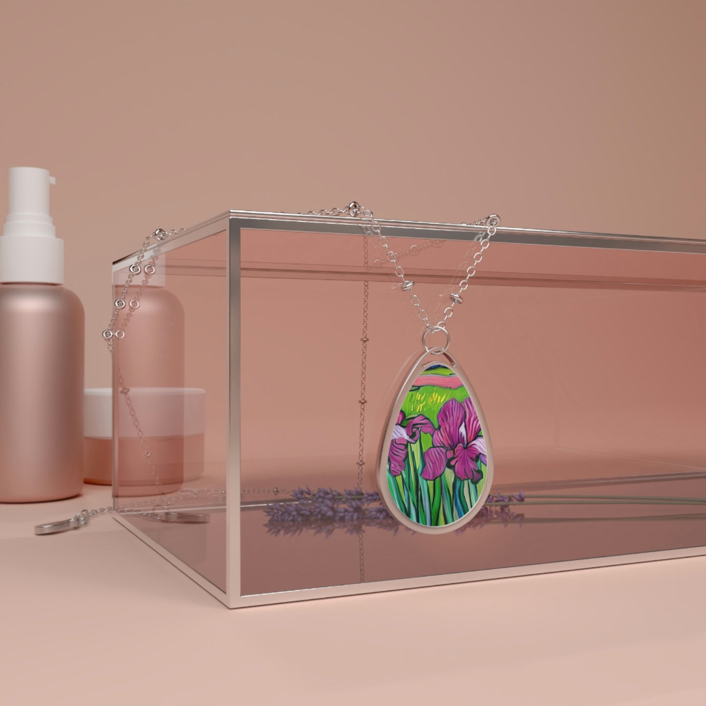 Art of Mari Accessories, Pink Iris Pendant