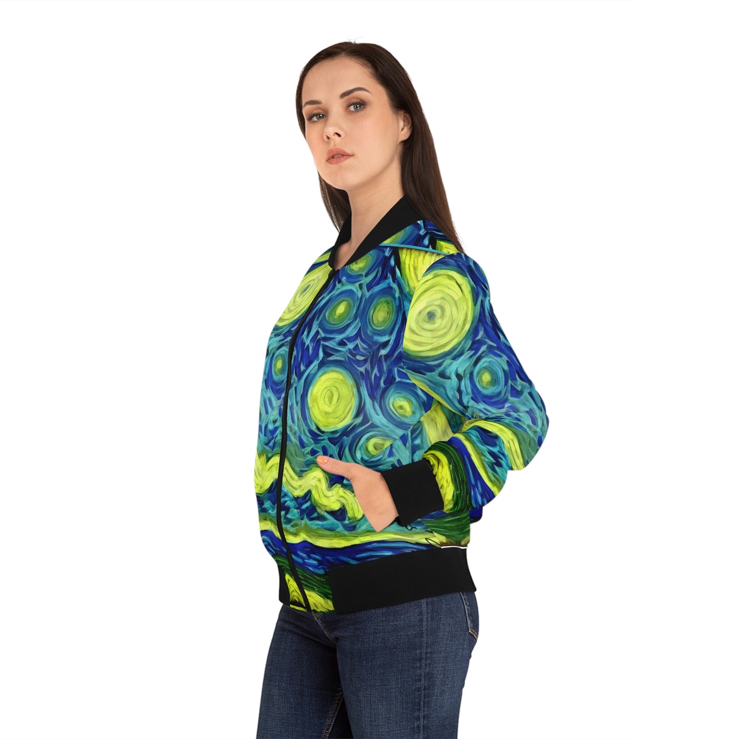Art of Mari Hoodie, Womens Bomber Jacket, Wind Spirit