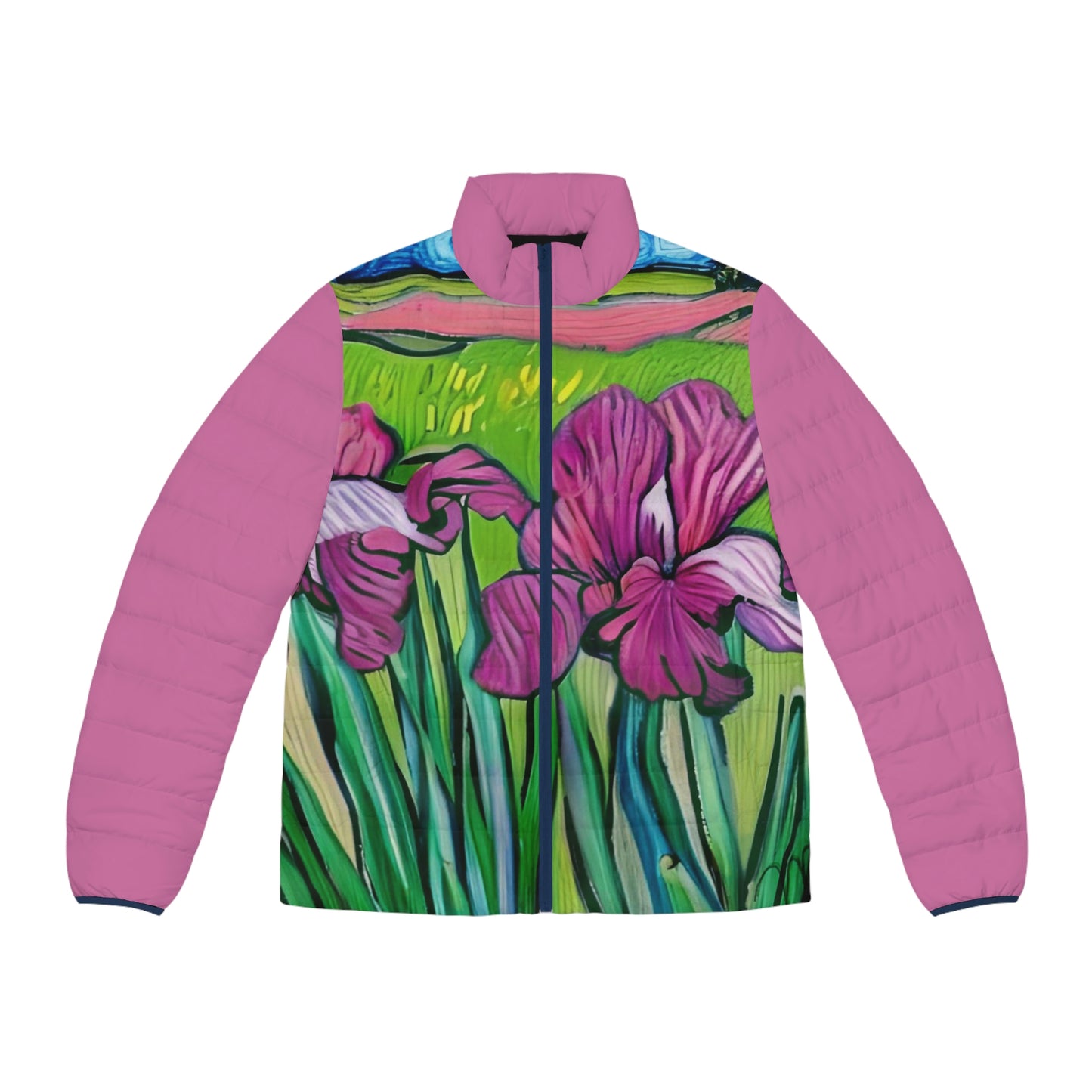 Art of Mari Hoodie, Unisex Puffer, pink iris